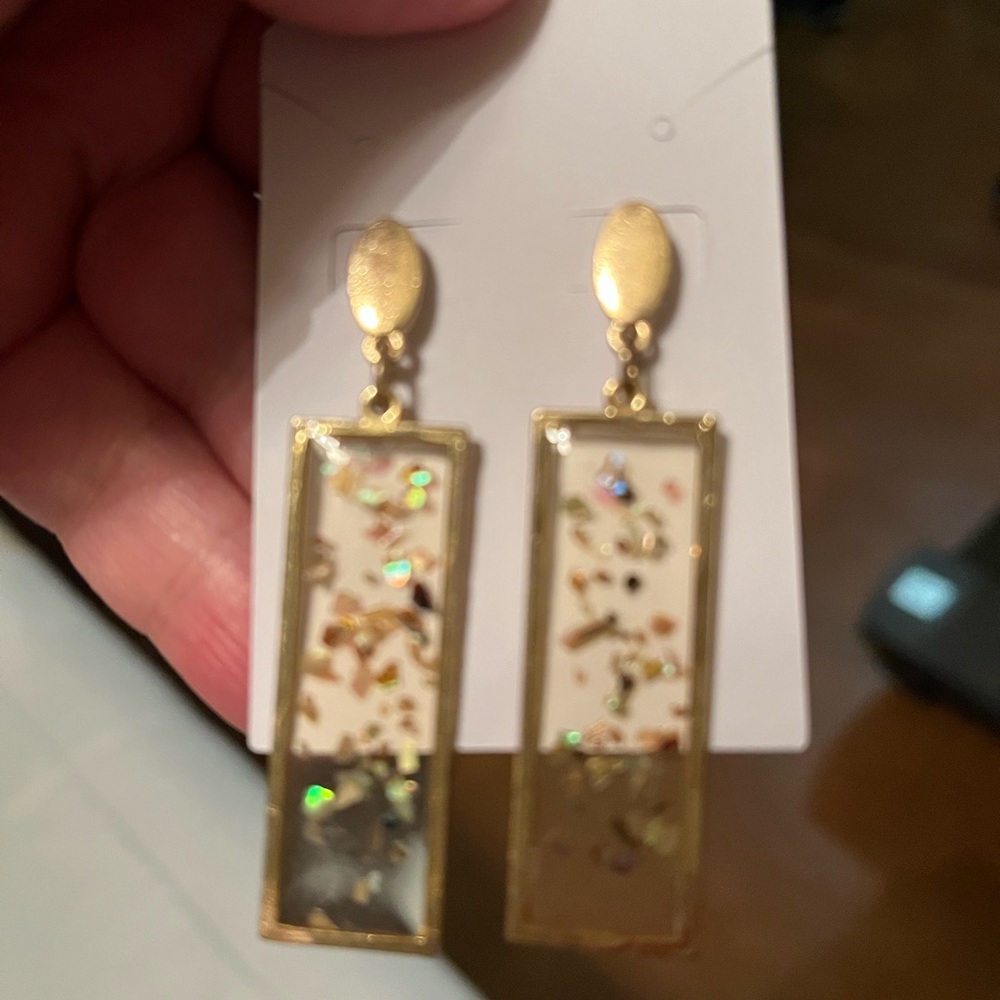 Elegant Gold Clear Dangle Earrings